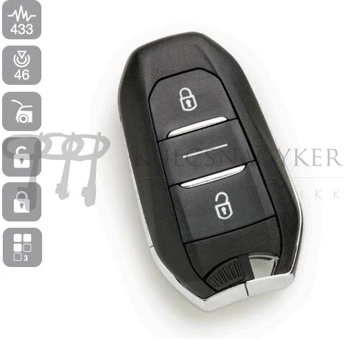 Citroen C4,DS5,308,508, 3 gombos KEYLESS GO ID46 VA-P25