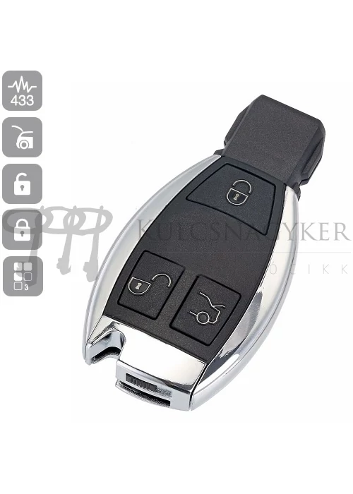 MERCEDES 3 gombos KOMPLETT KULCS CHROME XHORSE 433MHz