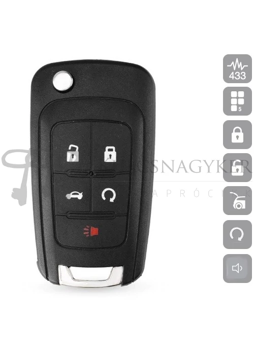 OPEL AMPERA 5 gombos PCF7952 433MHz KEYLESS