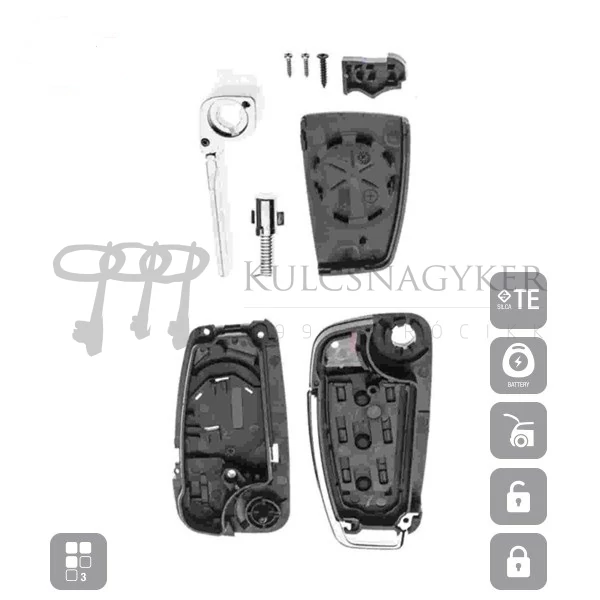 Kép 2/2 - AUDI 3 gombos A6 A8 TT BICSKAKULCS