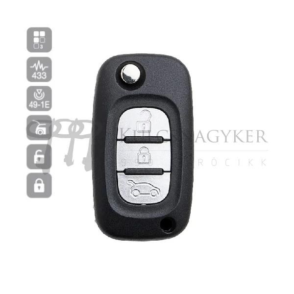 Kép 1/2 - RENAULT-DACIA 3 gombos EZÜST KOMPLETT RN-N01R11 (Silca)