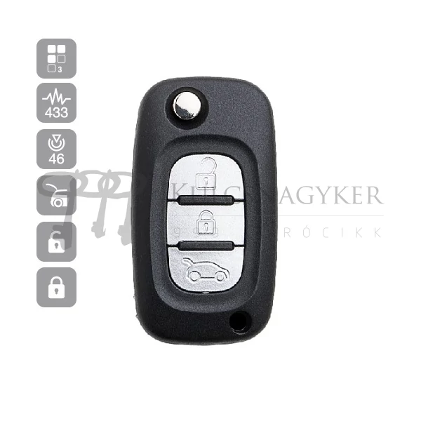 Kép 1/2 - RENAULT-DACIA 3 gombos EZÜST KOMPLETT RNR01 (Silca)