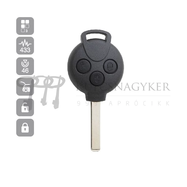 Kép 1/2 - SMART 3 gombos FORTWO 433MHz ID46  VA2AR13 (Silca)