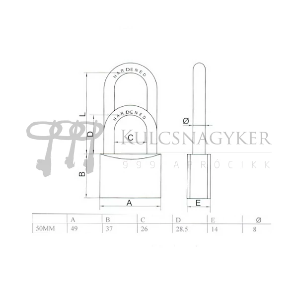 Kép 2/2 - LAKAT MASTERLOCK 150EURD 50mm