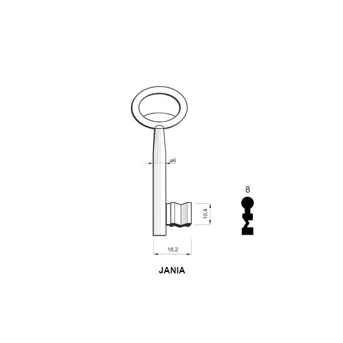JANIA 08-as készkulcs