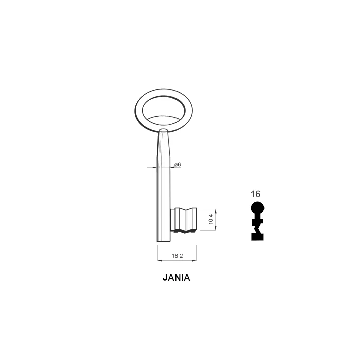 JANIA 16-os készkulcs