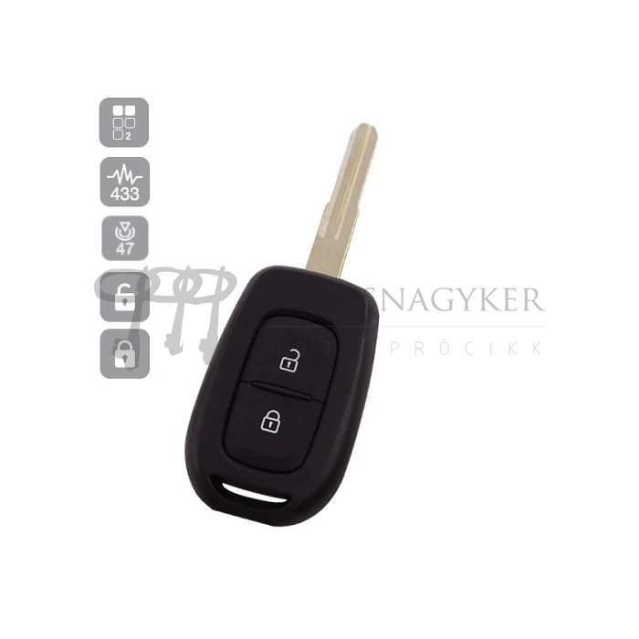 DACIA DUSTER 2 gombos ÚJ 433Mhz PCF7961M ID47 HU179