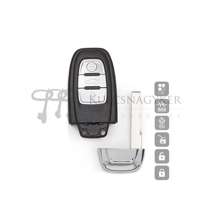 AUDI 3 gombos A4,A6,S4,S5,Q5, 868 MHz smart kulcs HU66S04 (SILCA)