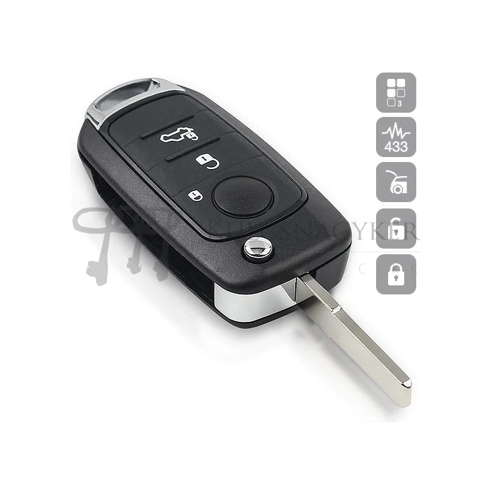 FIAT 3 gombos bicska (SIP22) 500X,TIPO,EGEA 433MHZ HITAG AES ID48 MQB