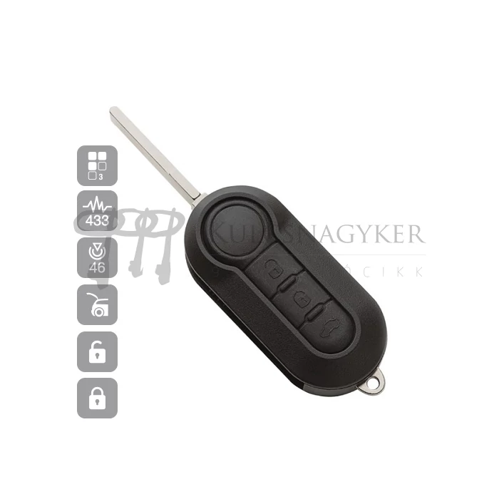FIAT 3 gombos bicska PCF7946 (MARELLI) SIP22R07 (Silca) HELYETTE SIP22R34