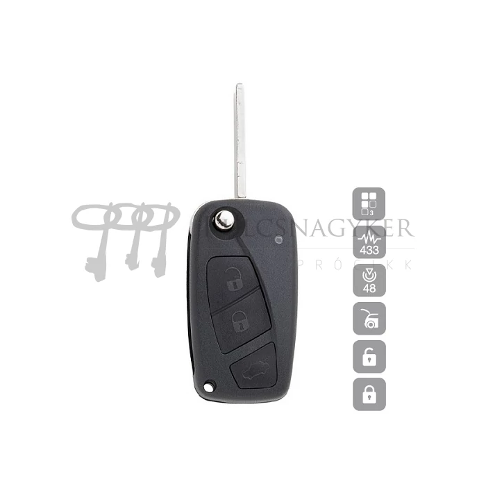 FIAT 3 gombos kulcs SIP22 ID48 SIP22R31 (Silca)