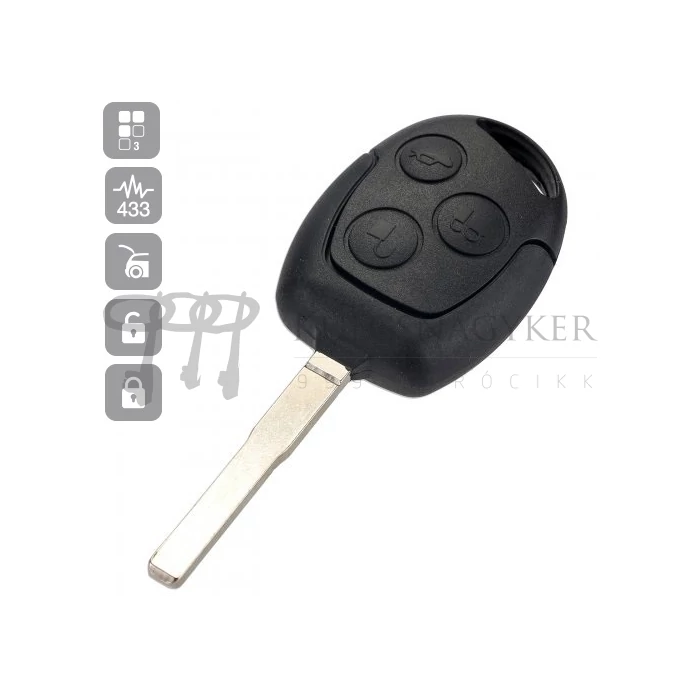 FORD 3 gombos FO21, HU101 távirányító 433MHZ -2006-ig TOJÁS