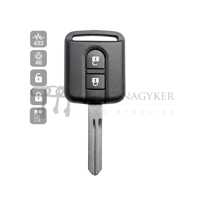 NISSAN Micra,X-trail, Note 2003-13 távirányító 433MHZ PCF7946 ID46