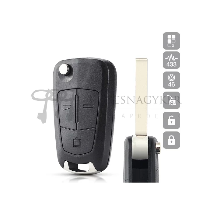 OPEL TÁV Vectra C 3 gombos BICSKA 433Mhz