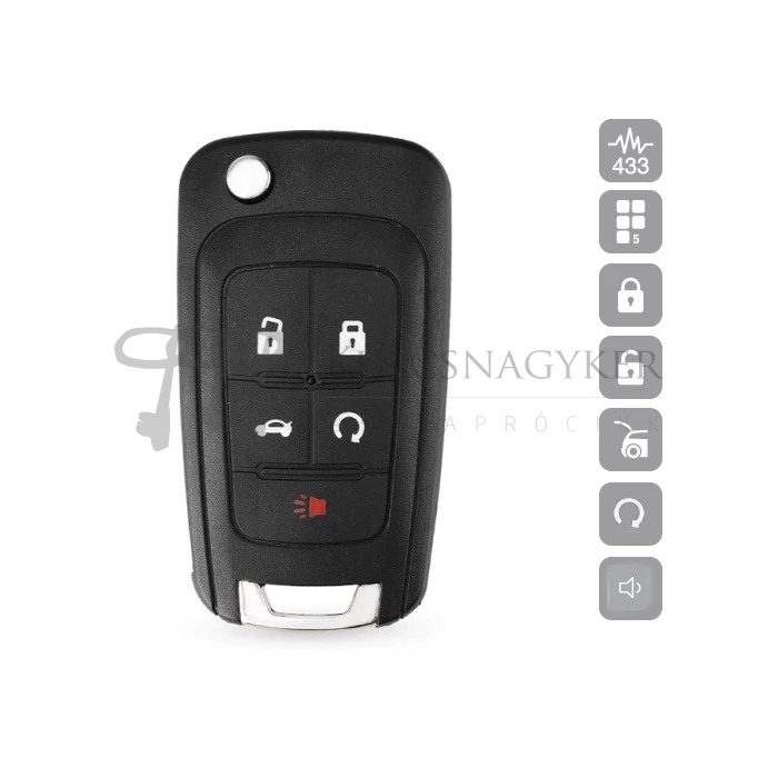 OPEL AMPERA 5 gombos PCF7952 433MHz KEYLESS