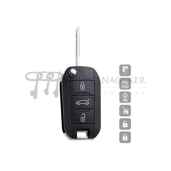 PEUGEOT 208,301,3008, 3 gombos ID46 BICSKA HU83R21 (Silca)
