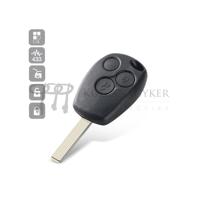 RENAULT CLIO III MODUS/KANGOO 3 gombos TÁVIRÁNYÍTÓS PCF7947 433MHZ