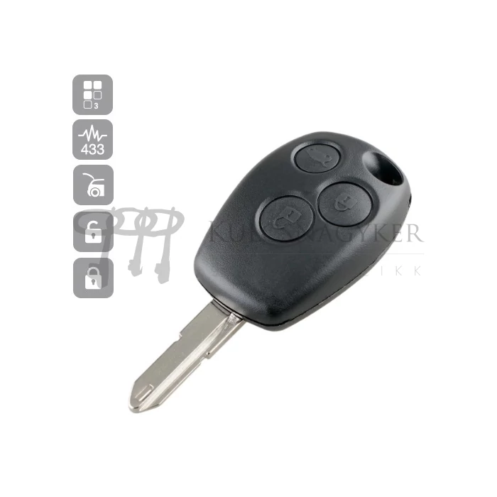 RENAULT CLIO III MODUS/KANGOO 3 gombos TÁVIRÁNYÍTÓS PCF7946 433MHZ