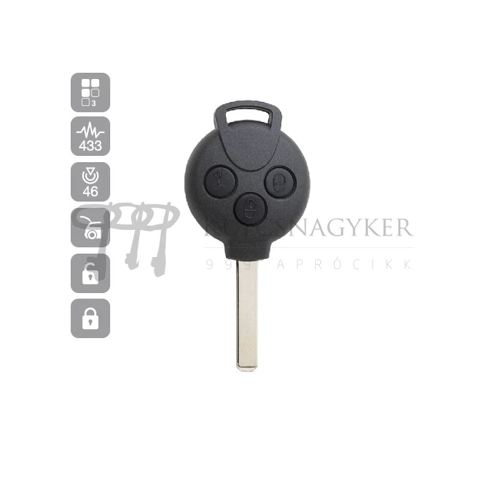 SMART 3 gombos KULCS KOMPLETT 433Mhz ID46