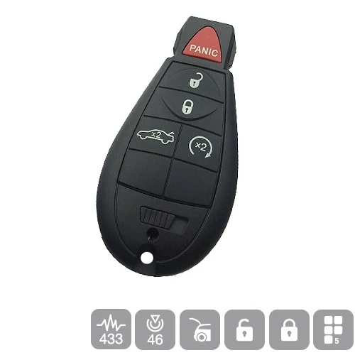 CHRYSLER BEDUGÓS KULCS 4+1 GOMBOS PCF7961 ID46 433MHZ (CY24)  C300