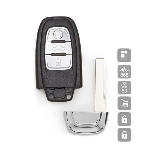 AUDI 3 gombos A4,A6,S4,S5,Q5, 868 MHz smart kulcs HU66S04 (SILCA)