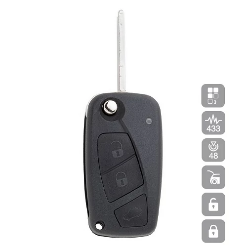FIAT 3 gombos kulcs SIP22 ID48 SIP22R31 (Silca)
