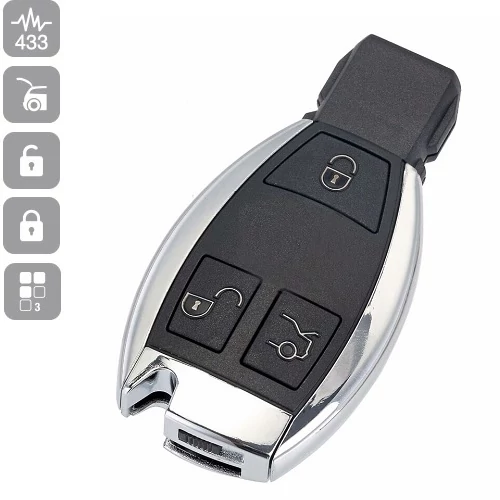 MERCEDES 3 gombos KOMPLETT KULCS CHROME XHORSE 433MHz