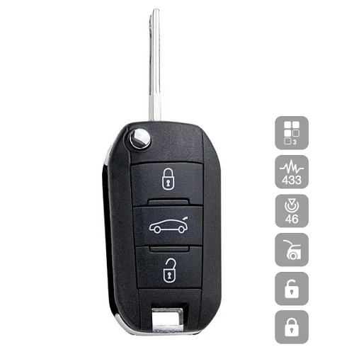 PEUGEOT 208,301,3008, 3 gombos ID46 BICSKA HU83R21 (Silca)